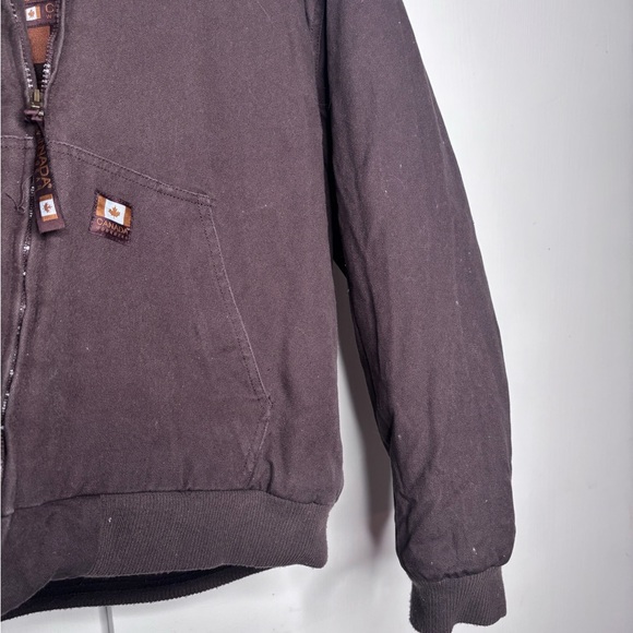 Canada Workgear Jacket Mens XLarge Brown Hood Cotton Fleece Lined Heavy Chore - Picture 7 of 7